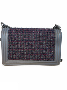 Chanel Purple Tweed Medium Boy Bag