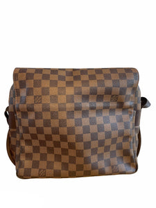 Louis Vuitton Naviglio Damier Ebene Crossbody Handbag Large Brown Leather  Purse