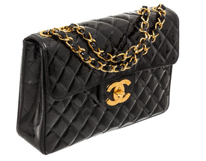 Chanel Vintage Classic Single Flap Bag Quilted Caviar Jumbo Black 23048428